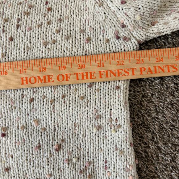 By The River Women's Sweater Large Cream Crochet Confetti Preppy Fun Cozy Cabin - Picture 5 of 8